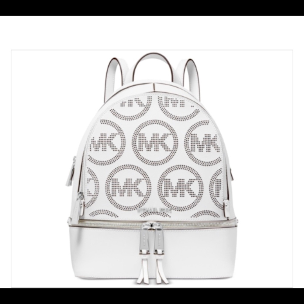 Michael Kors Rhea Zip Medium Leather MK Signature Backpack